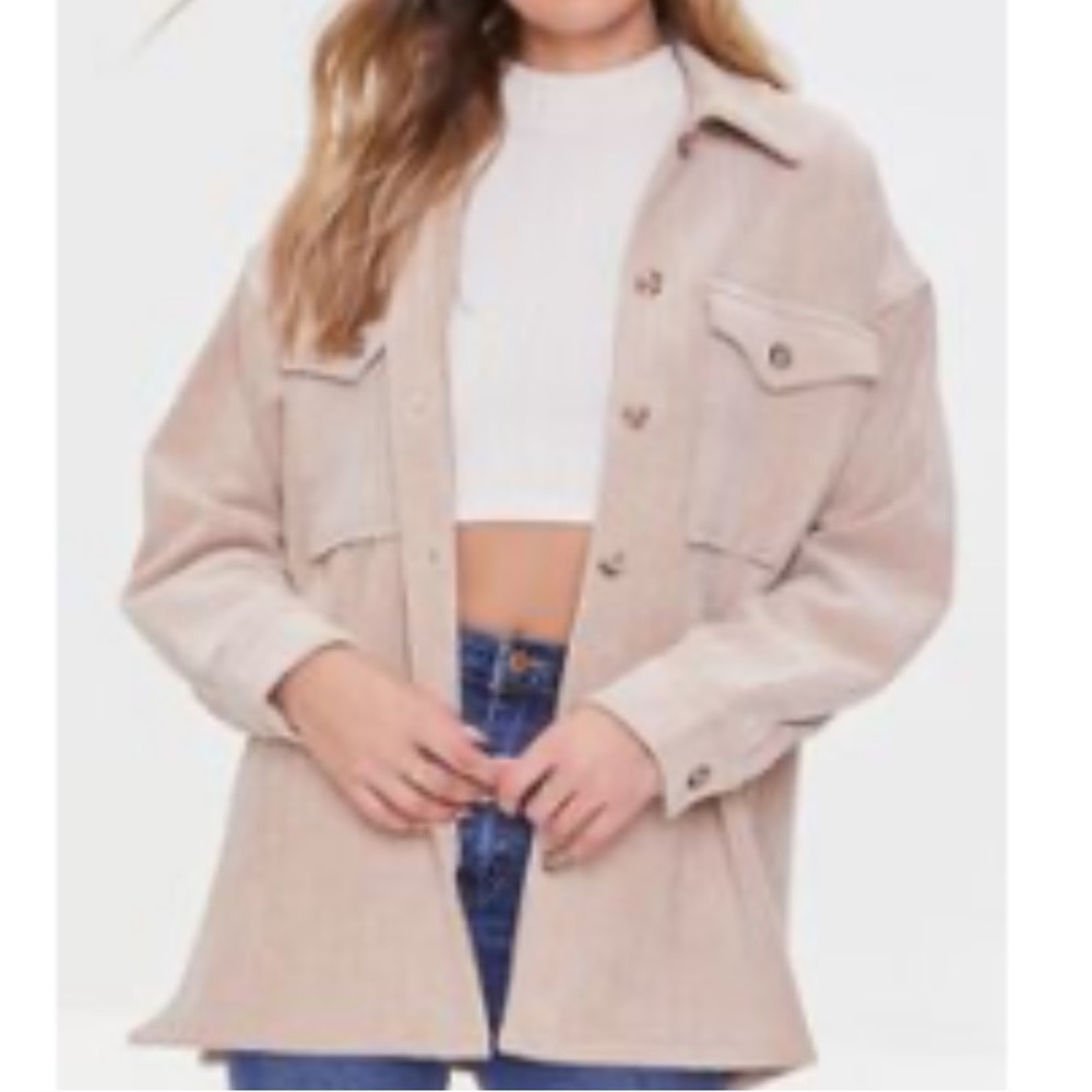 Tan Corduroy Shacket, Medium